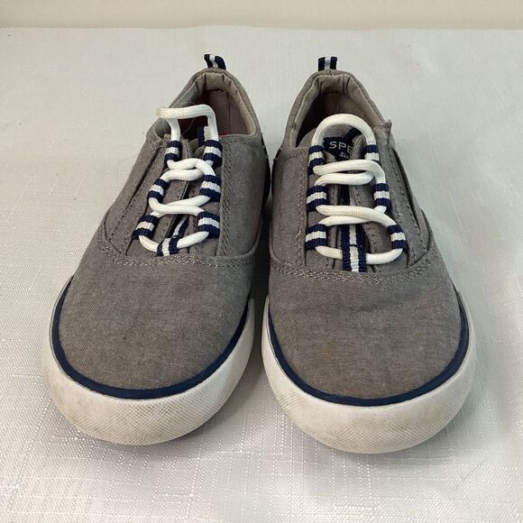 Sperry Boys Lace-up blue & gray Canvas Sneakers Size 11 - Picture 7 of 8